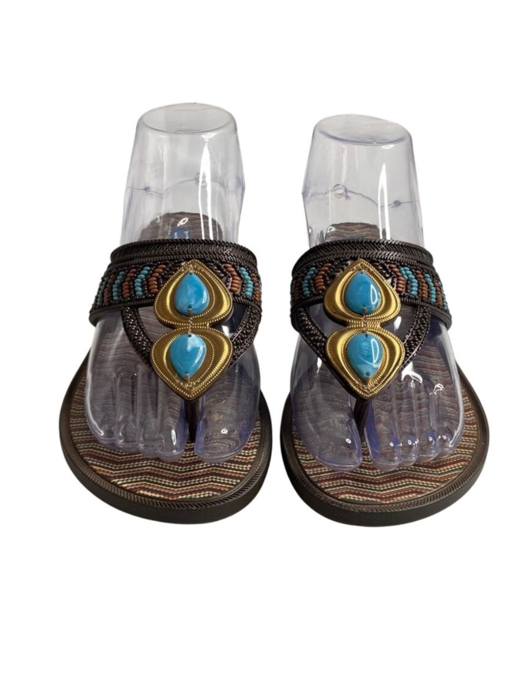 Grendha Tribal Turquoise Sandals / Boho Festival Ready - Size 8 NWOT